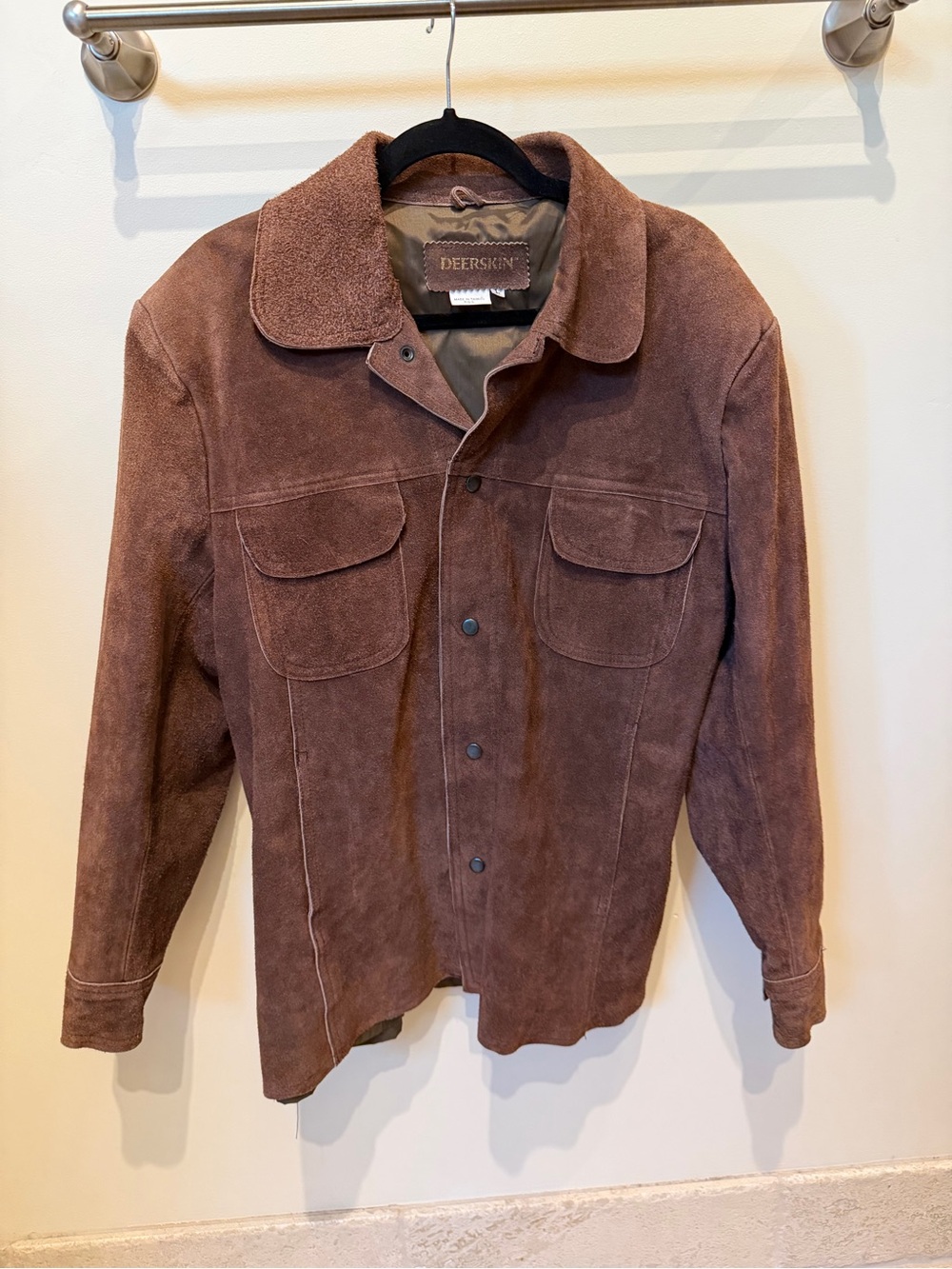 DEERSKIN Men's Brown Suede Shirt Jacket